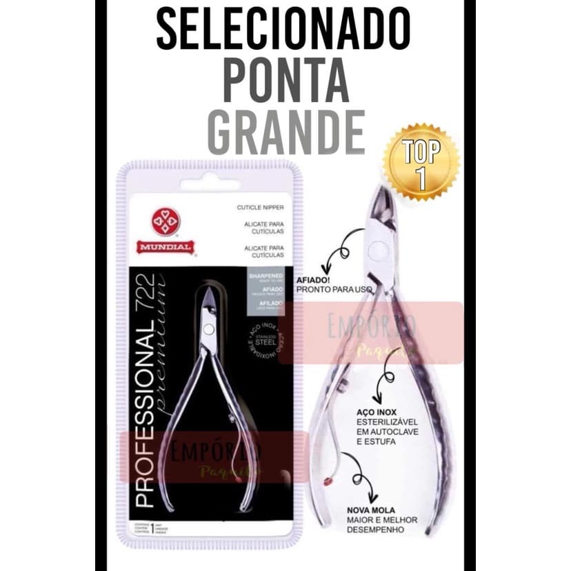 1 Alicate cutícula Mundial 722 inox profissional inox manicure unha original