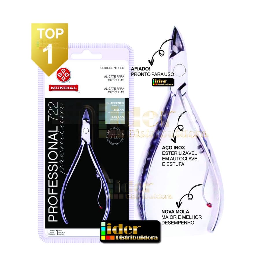 Alicate de Cutícula 722 Mundial Profissional de Inox Original