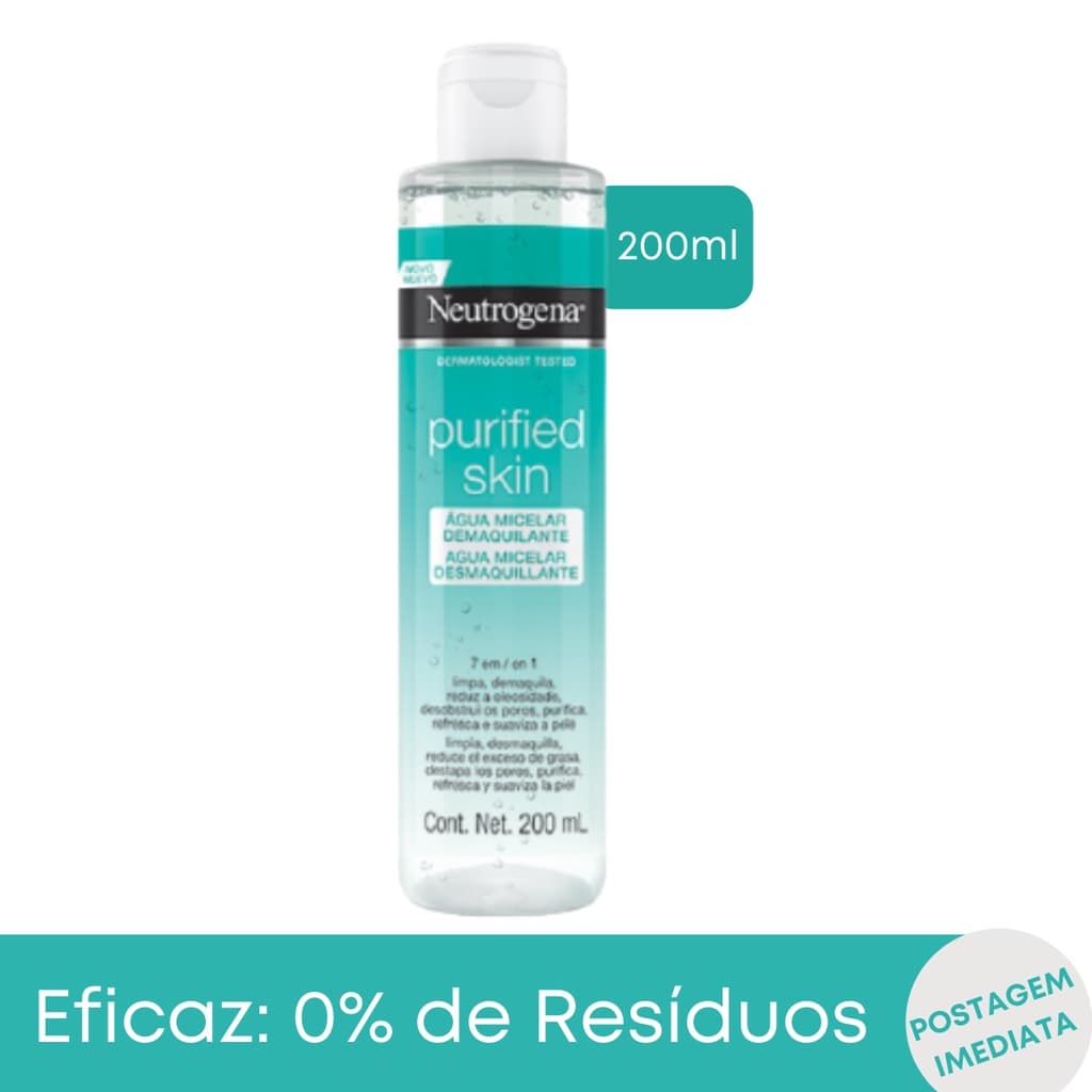Água Micelar Purified Skin 7 Em 1 Neutrogena Limpa a Pele e Retira Facilmente a Maquigem Pele Oleosa 200ml