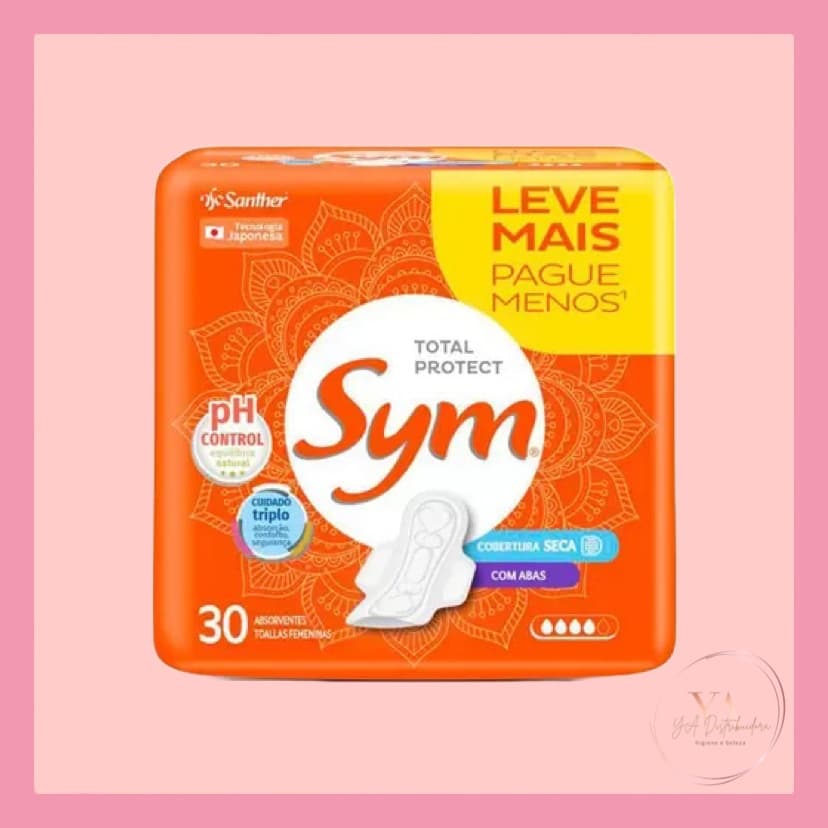 Absorvente Sym Total Protect Com Abas Cobertura Seca 30 Unidades