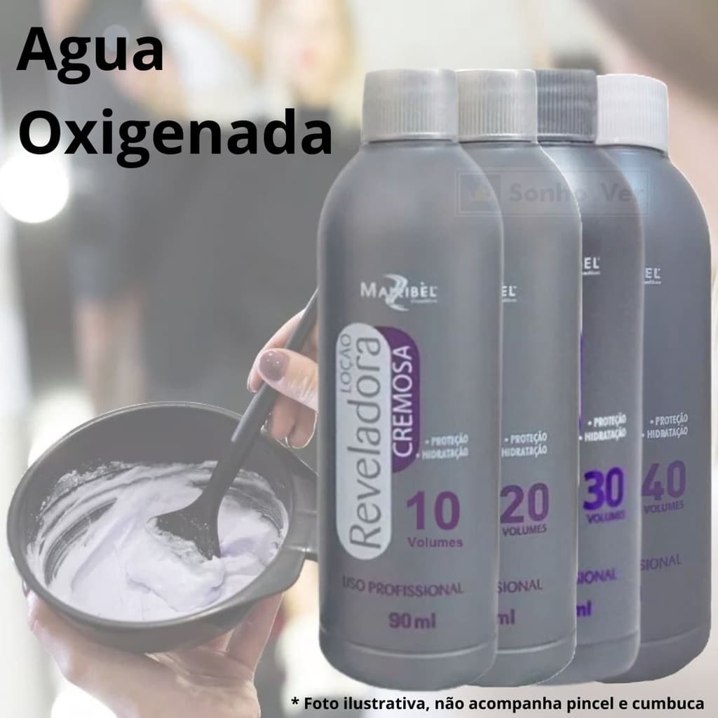 Agua Oxigenada 40 30 20 10v Volumes 90ml Profissional Cabelo Tintas Mairibel Coloração Hidratylife
