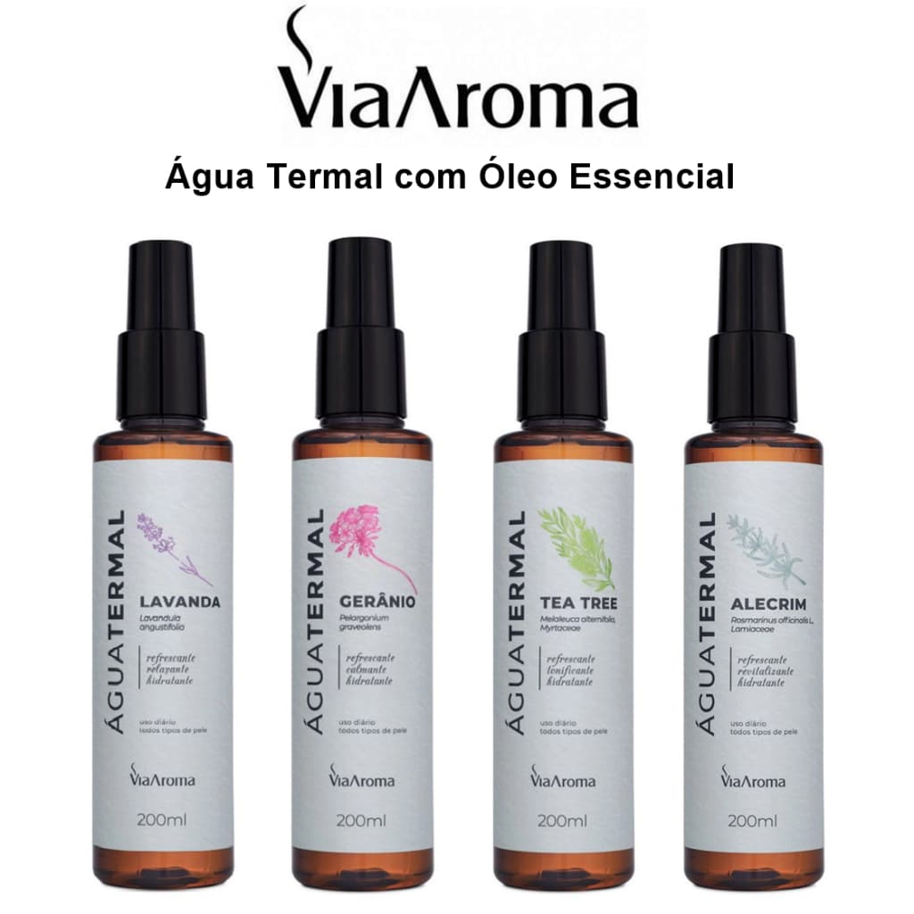 Agua Termal com Óleo Essencial - Lavanda / Malaleuca (Tea Tree)/ Alecrim / Gerânio - Via Aroma