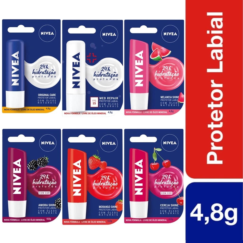 Protetor Labial hidratante Nivea 4,8g - Disney Princesa 4,8g - Baton Labial Hidratação Cor 2 em 1 4,8g - Lip oil pink