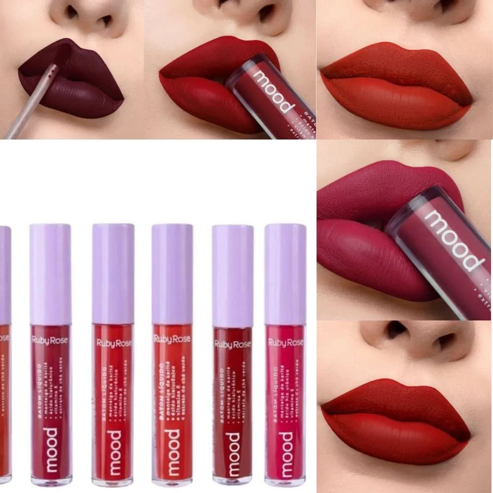 Batom Líquido Matte Mood Ruby Rose - Alta Pigmentação / Acido hialurônico / Vitamina E