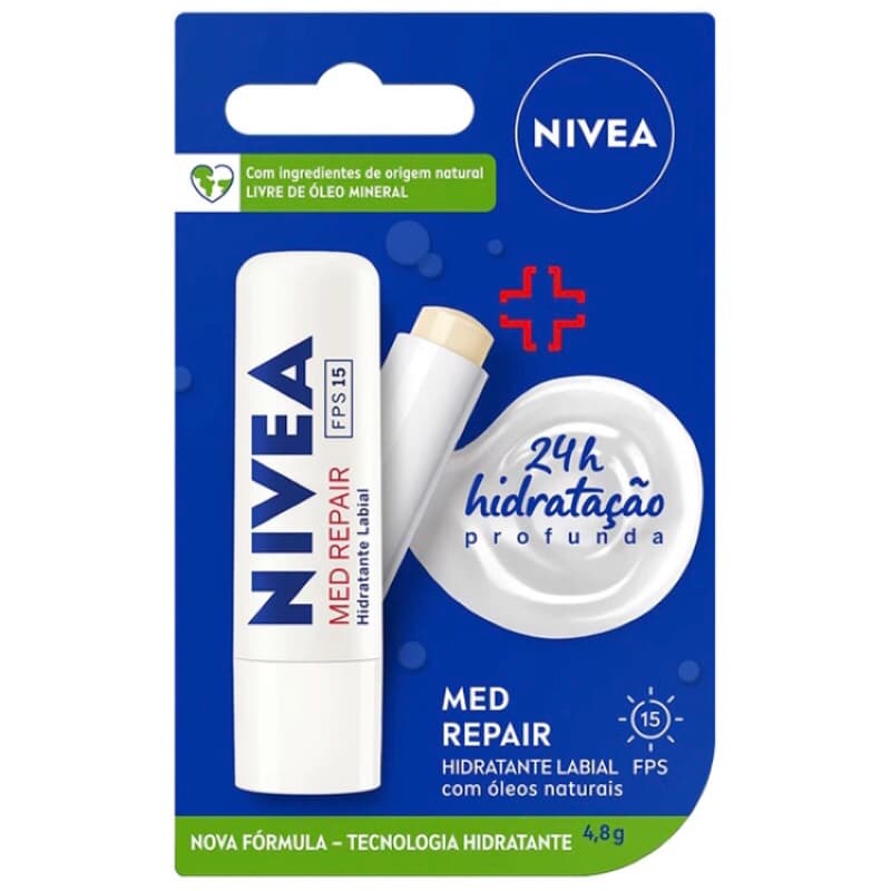 Nivea Lip Care - Hidratante Labial Nivea Med Repair 4,8g - Protetor Labial com Óleos Essenciais