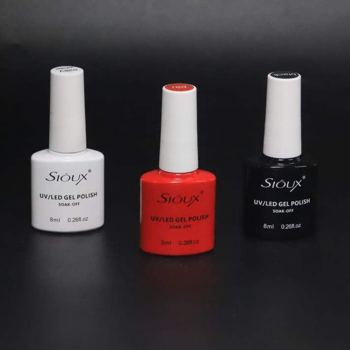 Esmalte Em Gel Sioux 8ml Coleção Essencial Branco/Milk White/Preto e Vermelho
