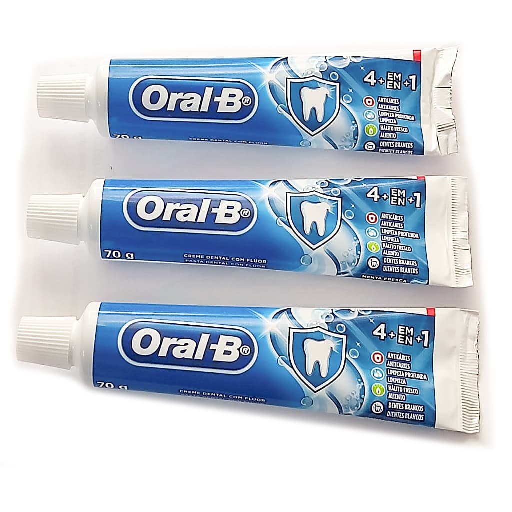 3 Unidades Creme Dental Oral-B  Anti Caries  E 4 em 1 Com  70g cada