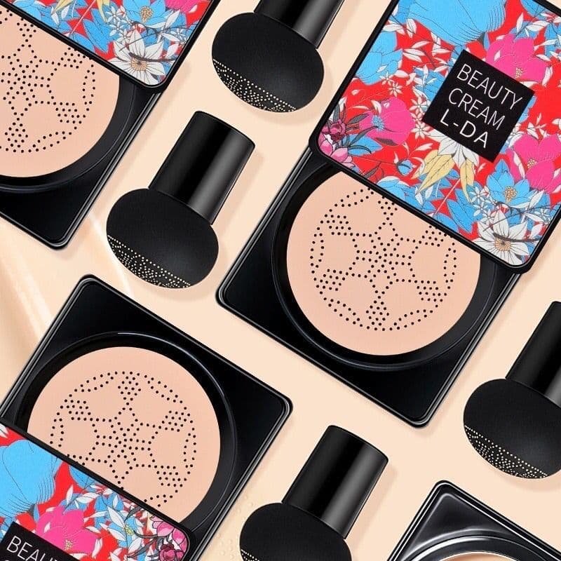 BB Cream/Base/Corretivo com Esponja com Formato de Cogumelo/Base Clareador Maquiagem Creme Clareador Cor Marfim /Natural