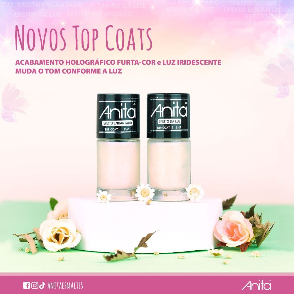 Anita Esmaltes Top Coat Acabamento Holográfico - Escolha o seu esmalte