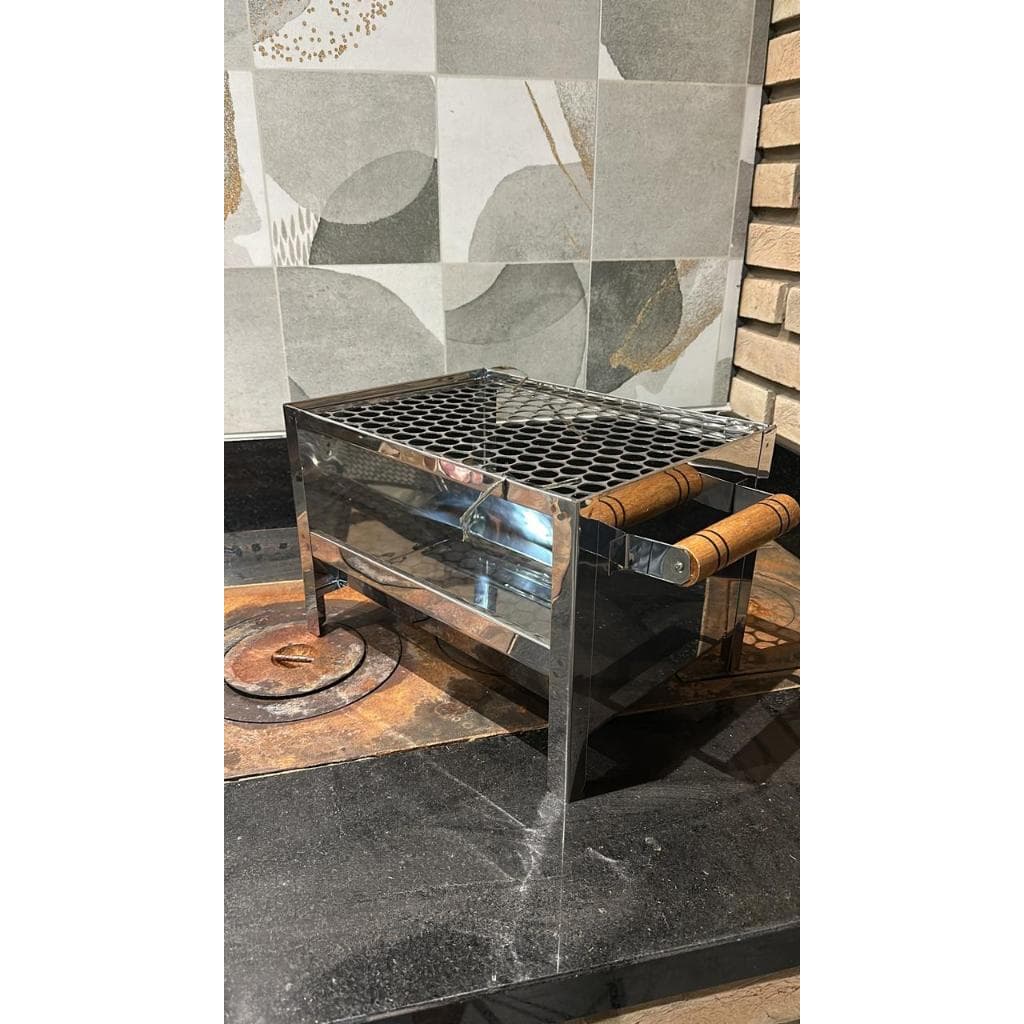 CHURRASQUEIRA INOX PEQUENA COM GRELHA + ENVIO SEGURO E IMEDIATO