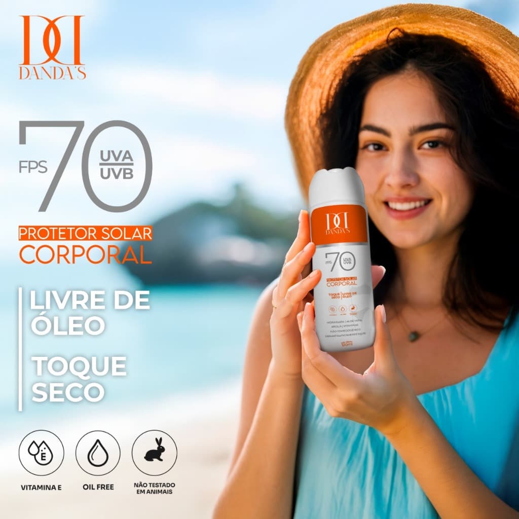 ANTISSINAIS, PROTETOR SOLAR DANDAS, FPS 70, 120 ML, ROSTO E CORPO,TOQUE SECO,