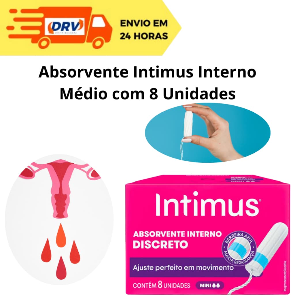 Absorvente Intimus Interno Mini com 8 Unidades - Absorvente - Absorventes Internos - Absorvente Mini