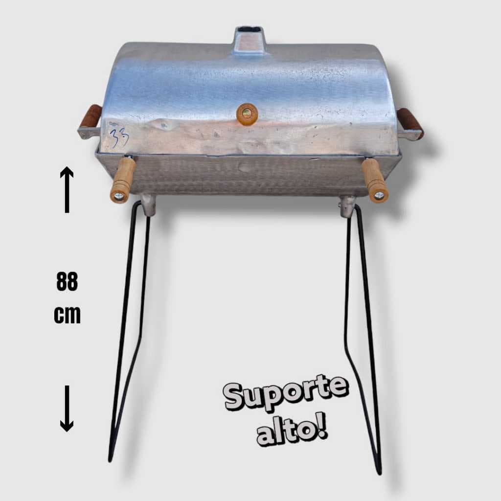 Churrasqueira Extra Grande a Bafo em Alumínio Batido/Fundido com Pés Altos especiais