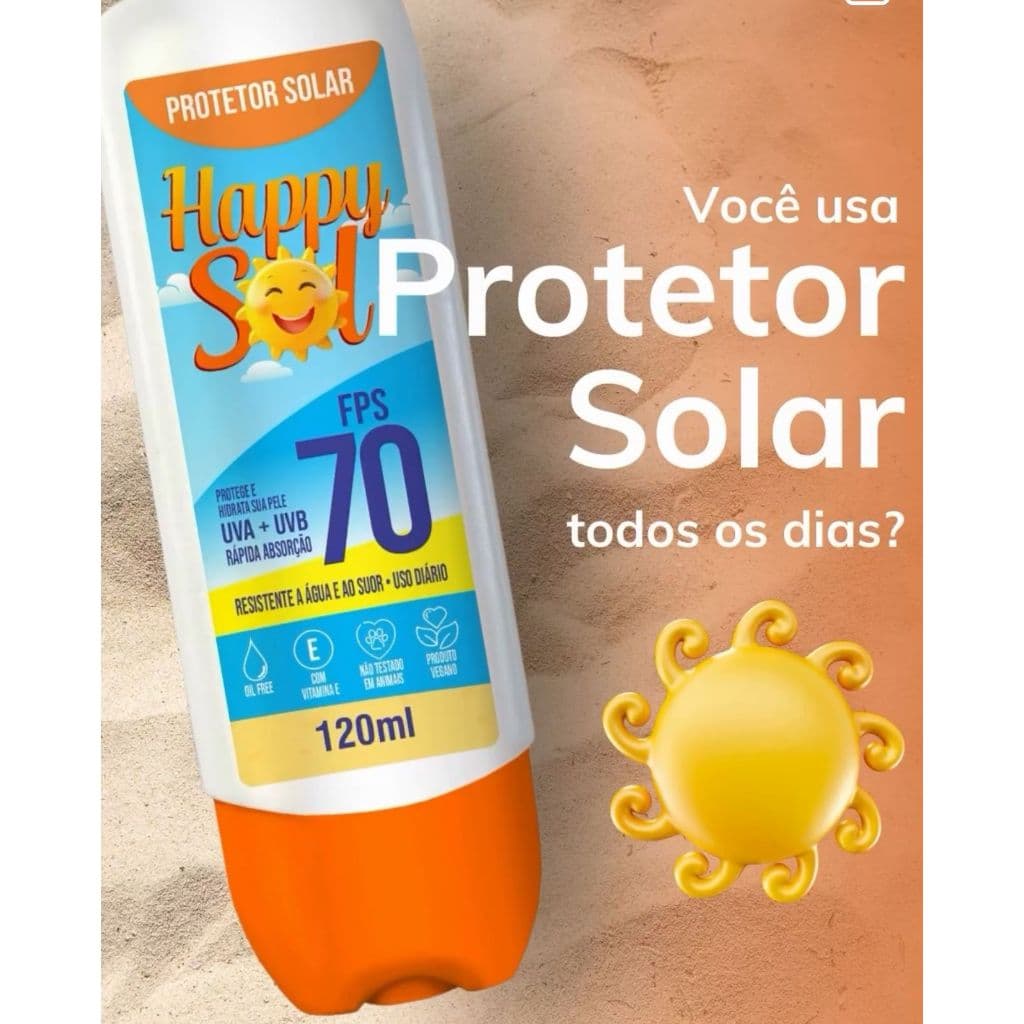 ANTISSINAIS, PROTETOR SOLAR, FPS 70, 120 ML, ROSTO E CORPO, TOQUE SECO.