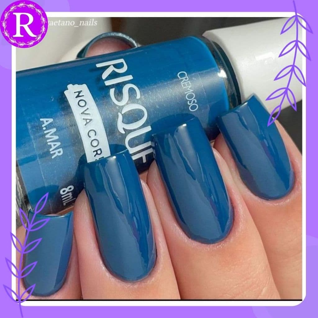 Esmalte Risqué A.mar Cremoso Coleção Nova Cor! 8ml Hipoalergênico - azul, azul escuro.