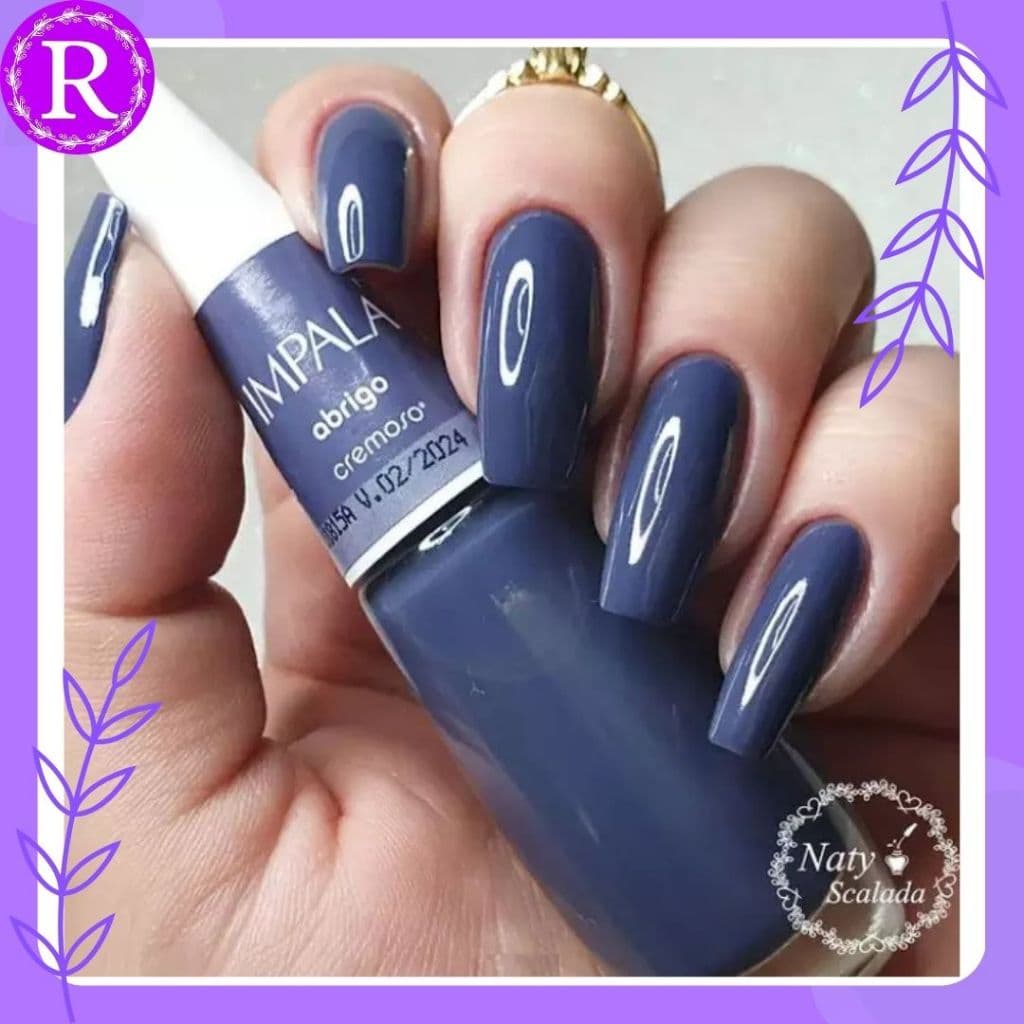 Esmalte Impala Abrigo Coleção A Cor Da Sua Moda Cremoso 7,5ml - azul, azul escuro.