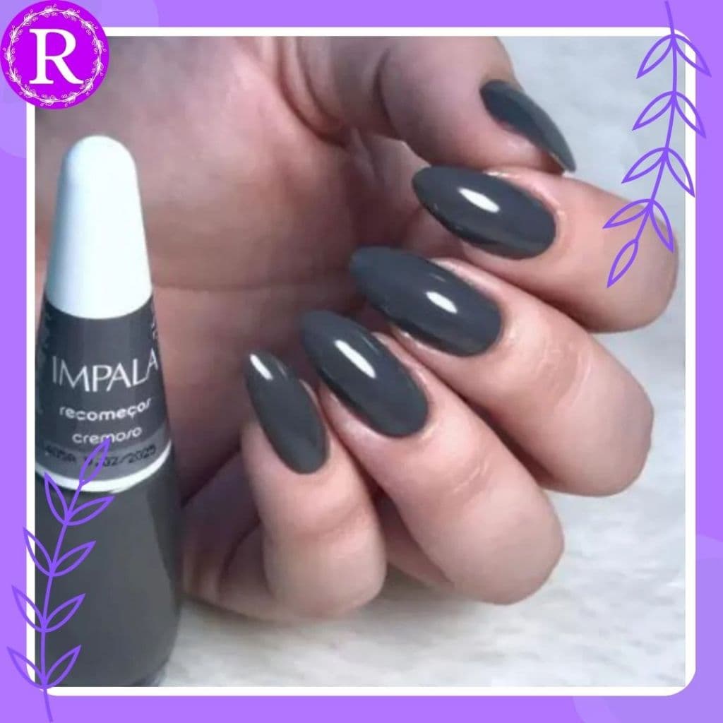 Esmalte Impala Recomeços Coleção A Cor Da Sua Moda Cremoso 7,5ml - cinza, cinza escuro.