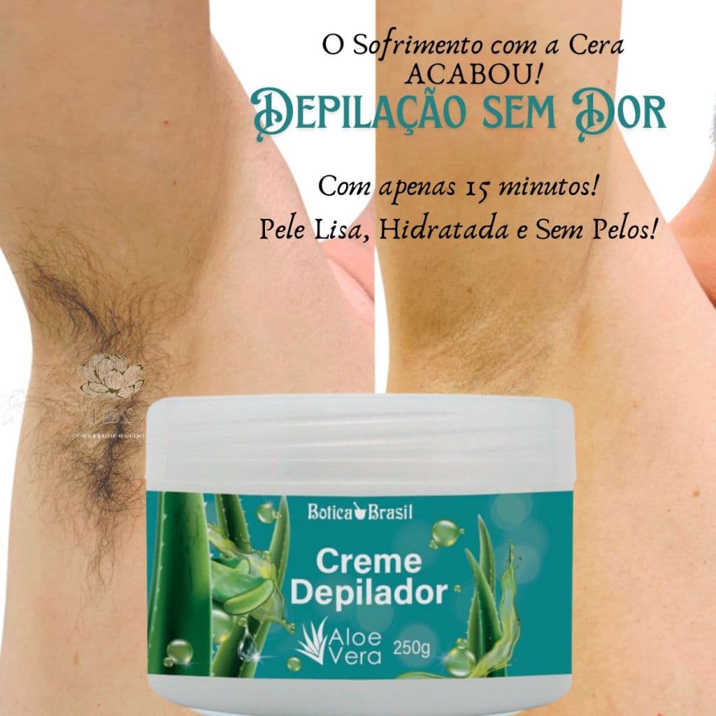 Creme Depilatório Corpo Pernas Axilas Virilhas Rosto Depilação Depilador com Aloe Vera 250g