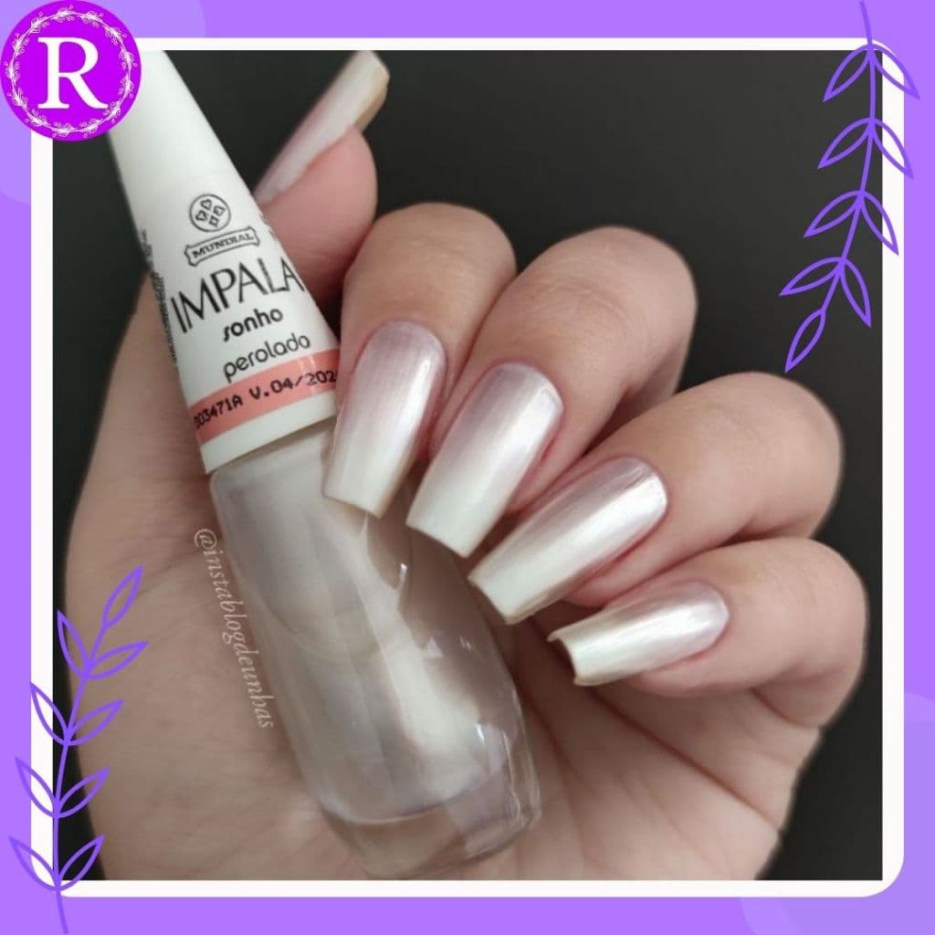 Esmalte Impala Sonho Coleção A Cor Da Sua Mão Perolado 7,5ml - branco perolado, cintilante, francesinha.