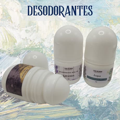 DESODORANTE ROLL-ON ARTESANAL NATURAL SEM ALUMÍNIO E PARABENOS, MASC/ FEMININO, VEGANO, HIPOALERGÊNICO, CONTROLE DO ODOR