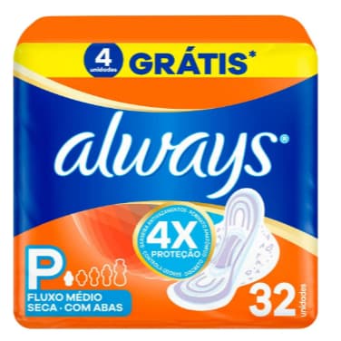 Absorvente Always Seca P com Abas 32 unidades