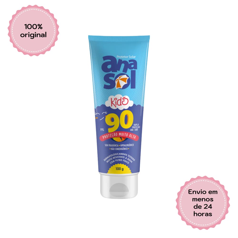 Protetor Solar Infantil Anasol Kids Dupla Proteção UVA+UVB FPS 90 100g