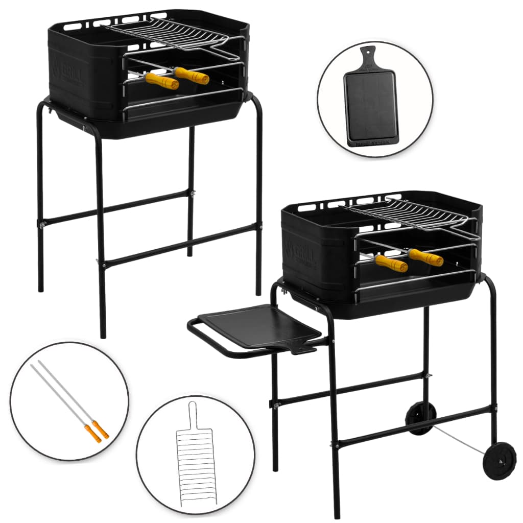 Churrasqueira Portátil Movel Pequena Pratica Carvão Espetinho Modelo Com E Sem Rodinhas Grelha
