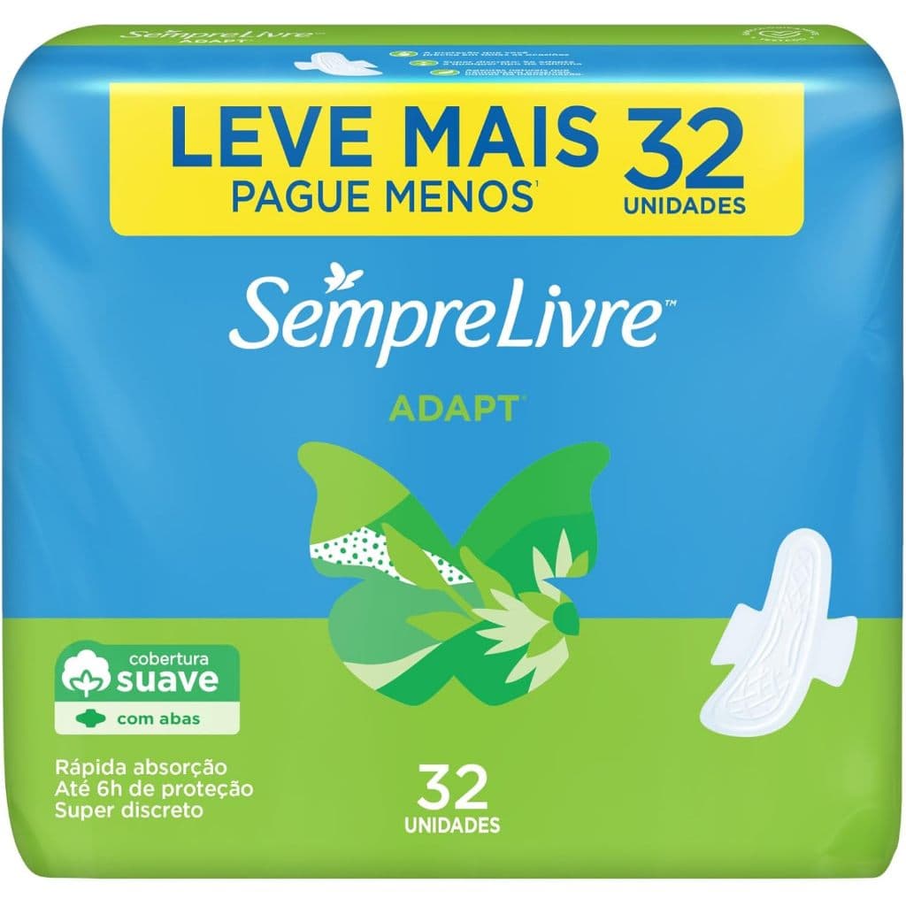 Absorvente Sempre Livre Ultra Suave com abas 32 Unidades