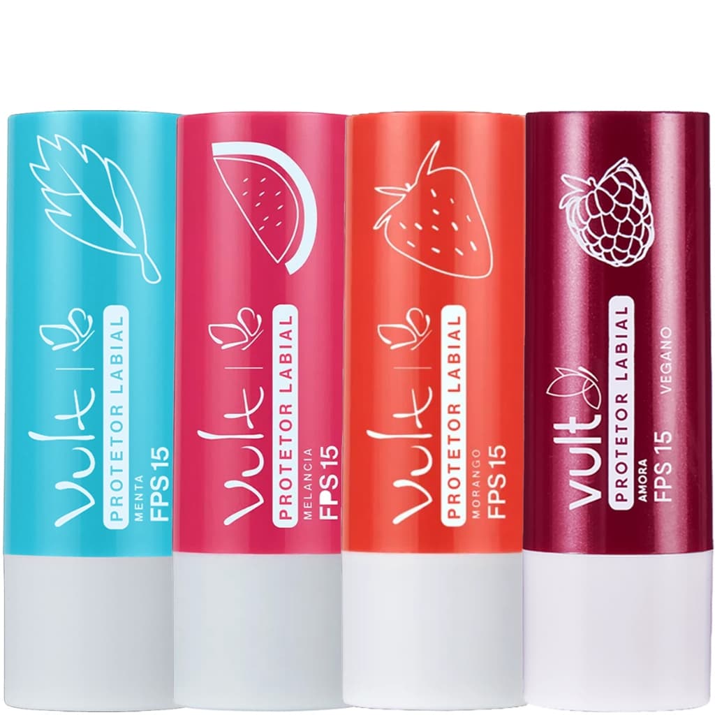 Balm Protetor Labial FPS15 Morango, Menta, Melancia, Amora Vult 3,5g ESCOLHA