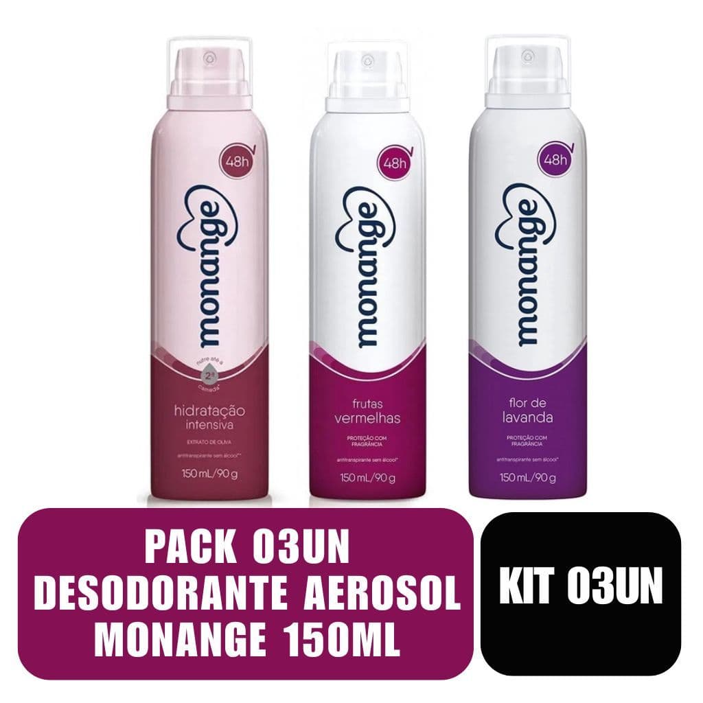 Pack 03un Desodorante Aerosol Monange 150ml