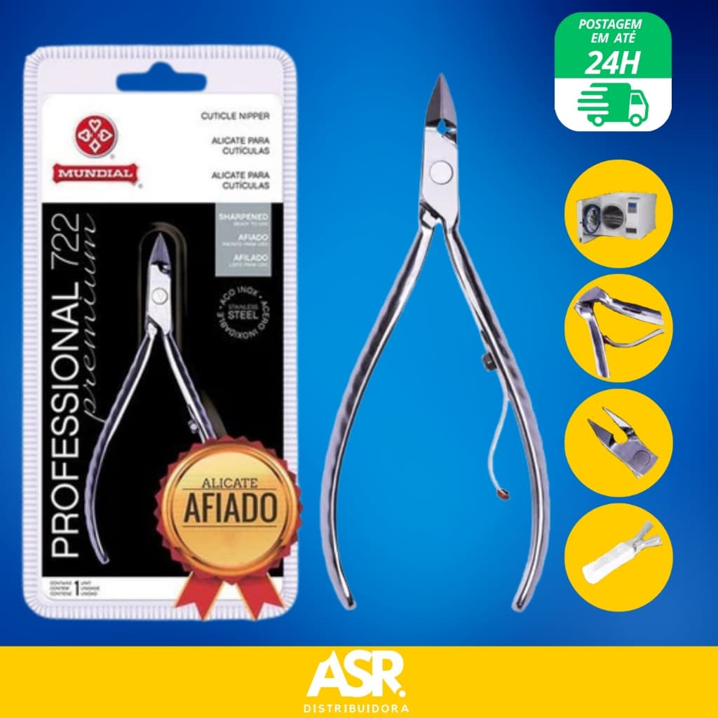 Alicate De Cuticula Original Profissional Mundial 722 Pré Amolado de Fábrica