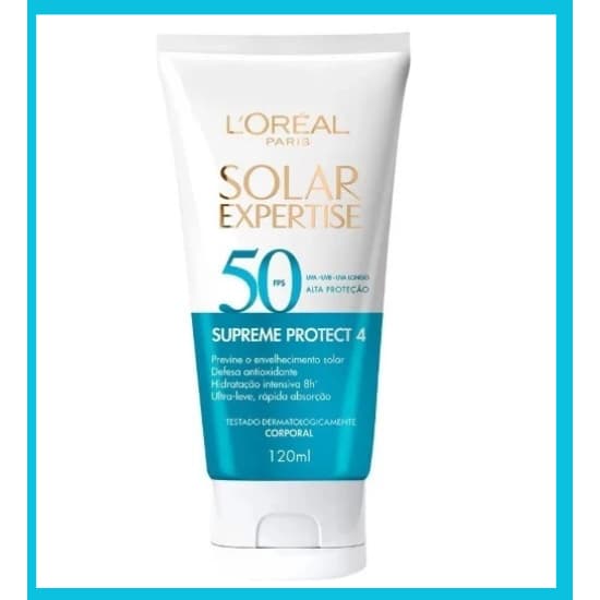 Protetor Solar Corporal L'Oréal Expertise FPS 50 120ml  Alta Proteção Toque Seco  Resistente à Água