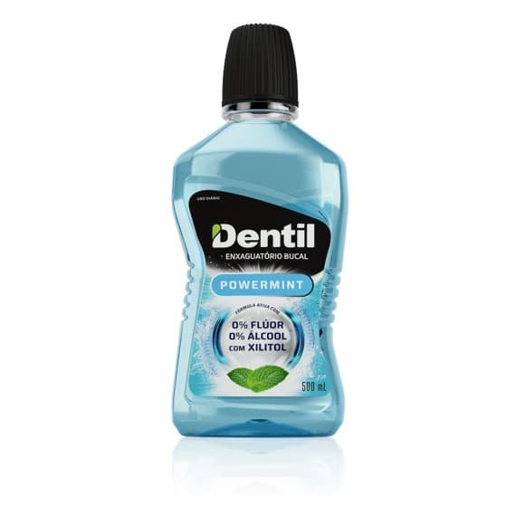 Enxaguante Bucal Power Mint Sem Fluor  Sem Álcool  Com Xilitol Dentil 500ml