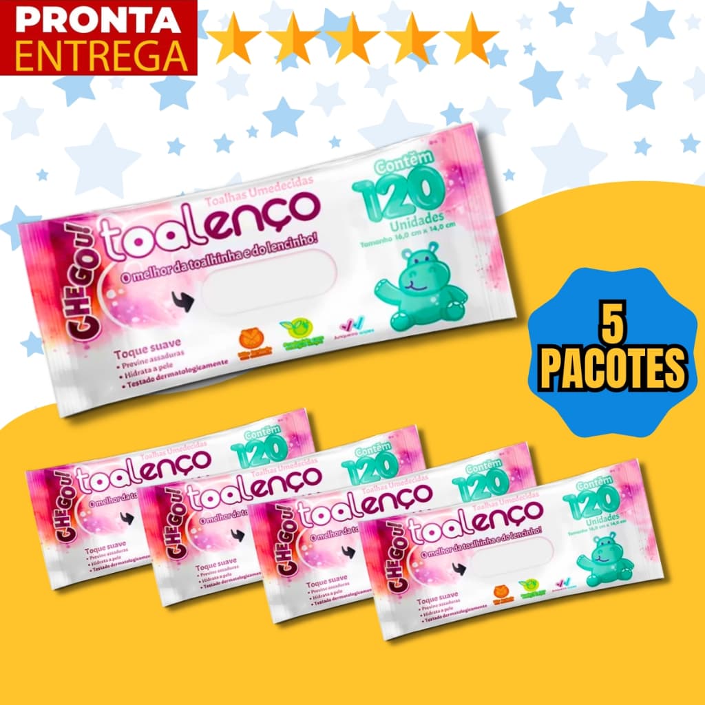 600 Unidades Lenços Toalhas Umedecido Para Bebê Higiene Infantil