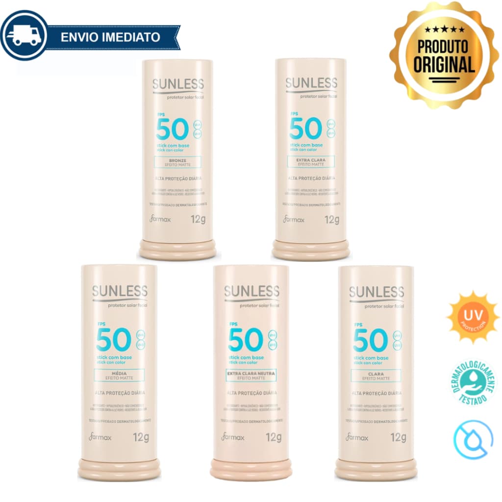 Protetor Solar Facial em Bastão com Base FPS 50 Efeito Matte Sunless Stick Envio Imediato