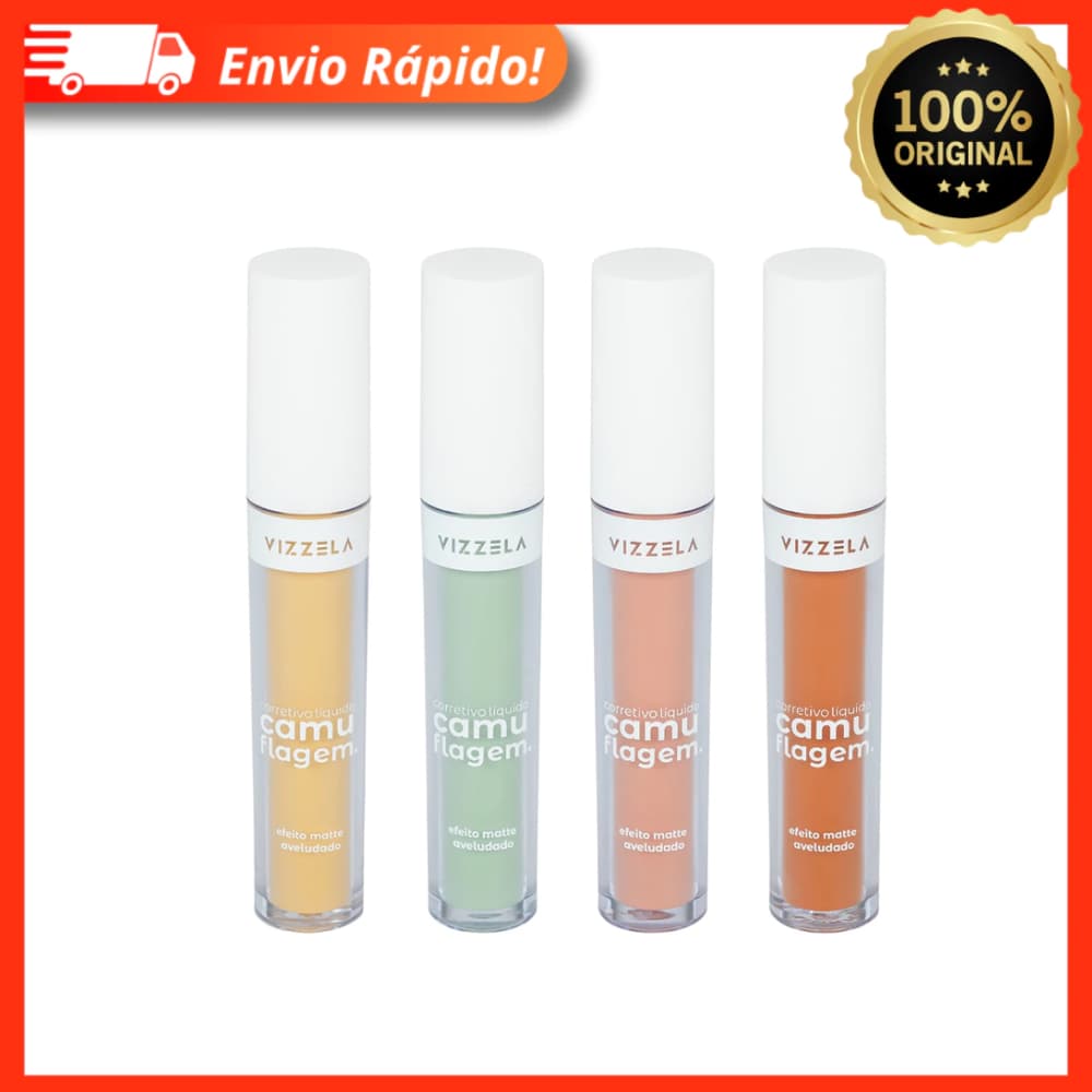 Corretivo Liquido Colorido De Camuflagem Vizzela - Verde Salmão Amarelo Laranja