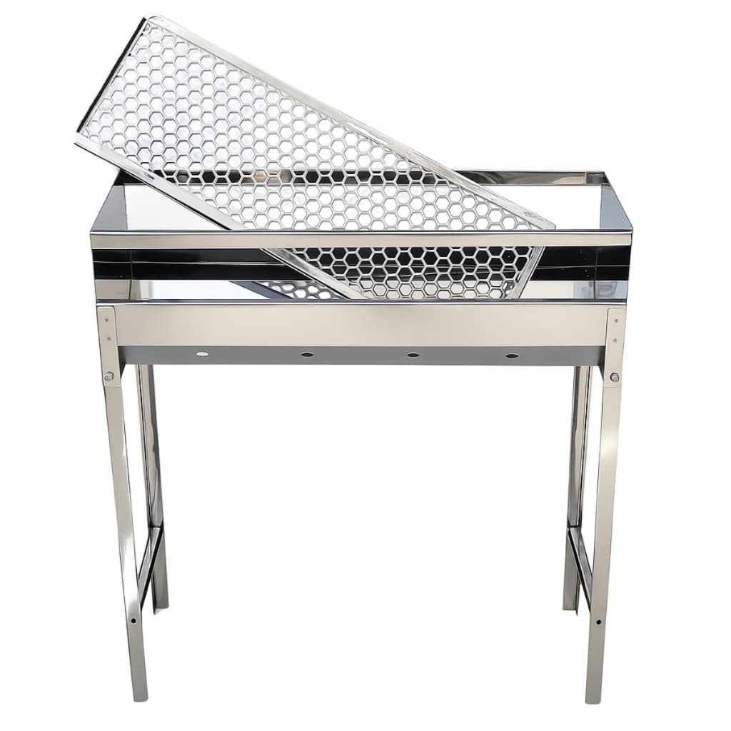 Churrasqueira a Carvão Inox Grande Alta Portátil Móvel Dobrável 70 cm Para Espetinho + Grelha Para Churrasqueira