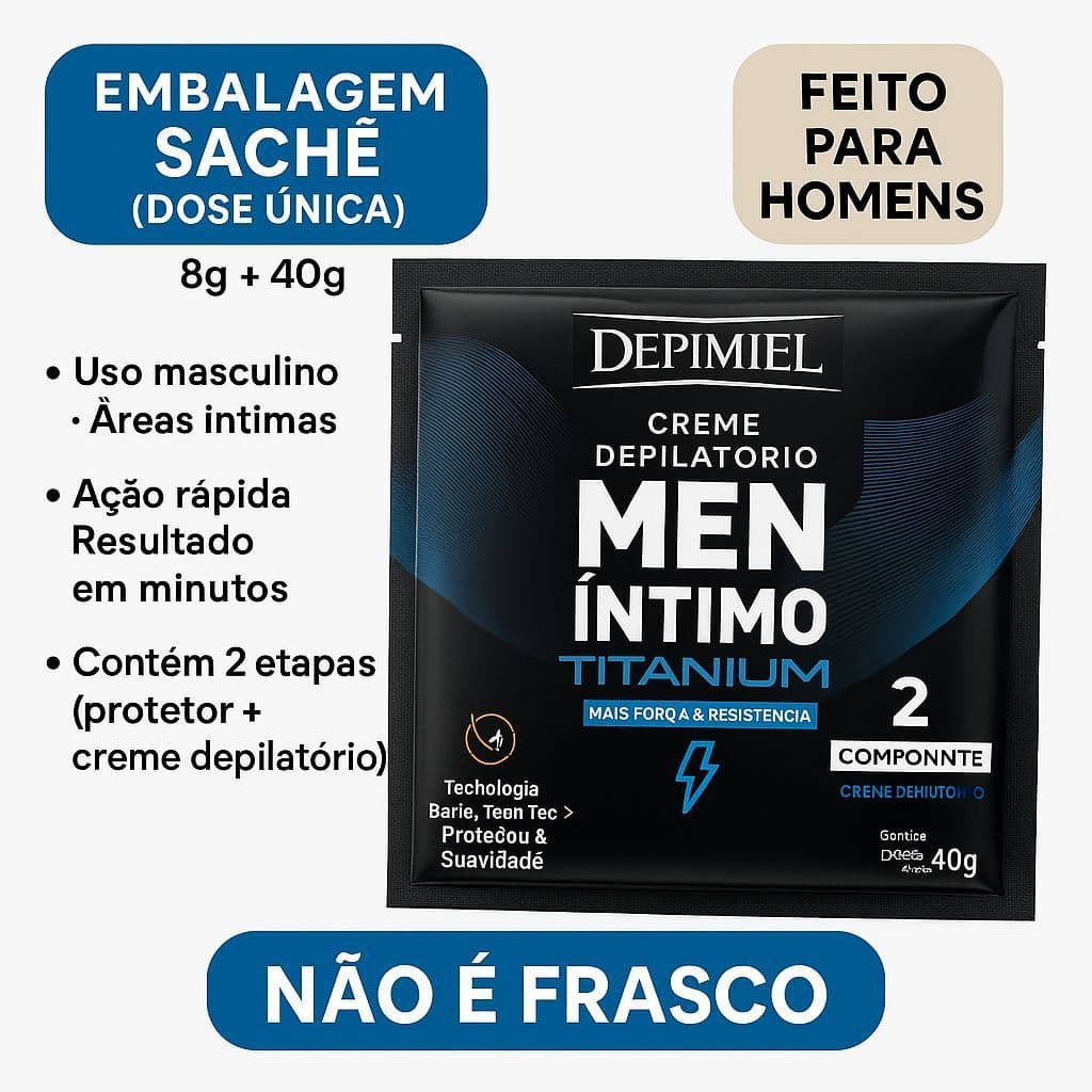 Creme Depilatório Men ÍNTIMO SACHÊ ( Refil) 48g Protetor+Creme Depimiel