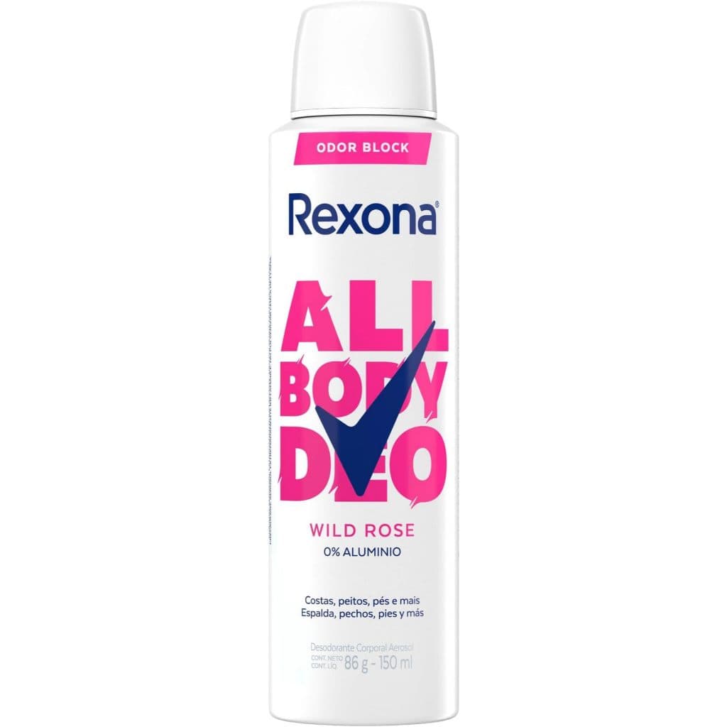 Rexona All Body, Desodorante Corporal Aerossol, Para o Corpo Todo, Wild Rose 150ml