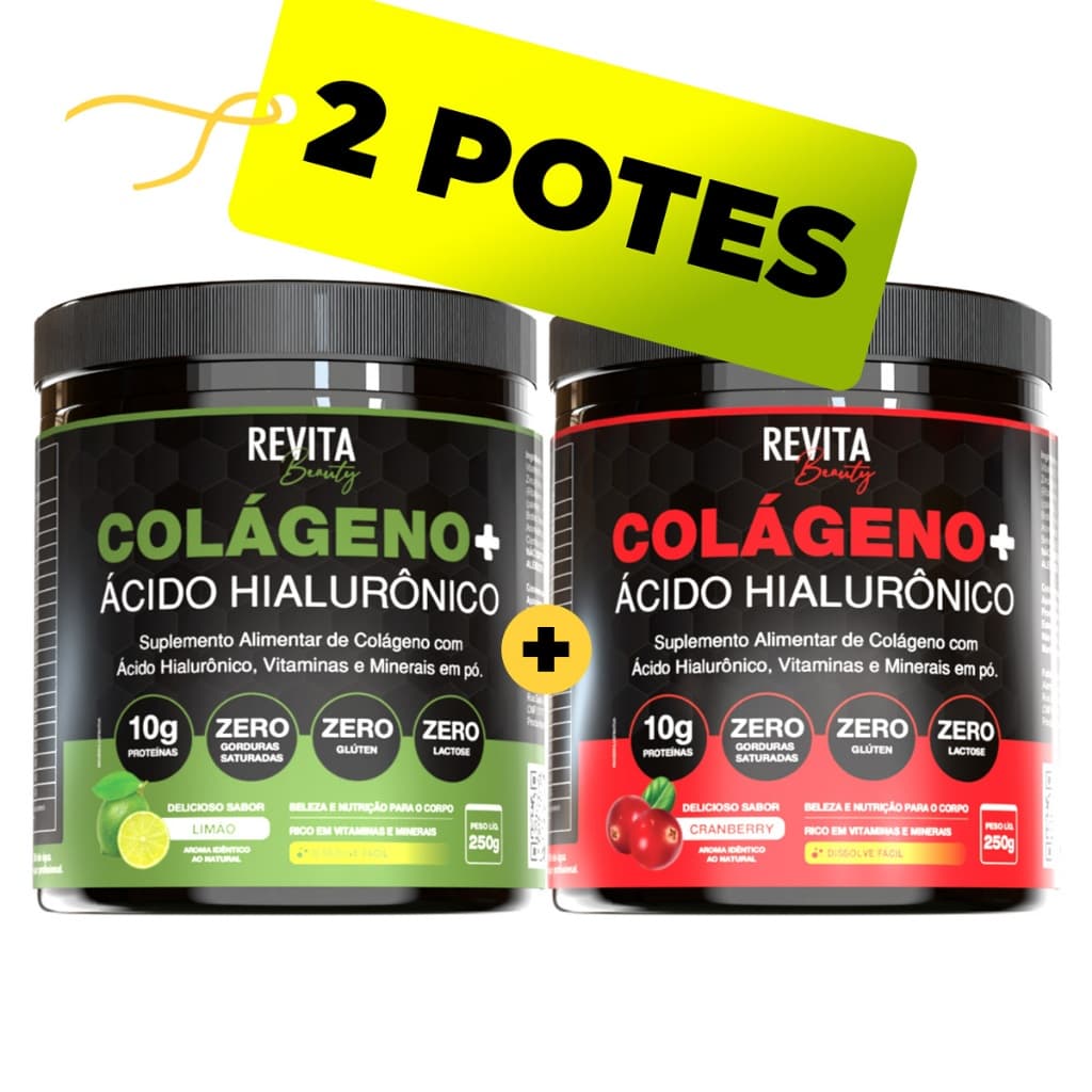 Colágeno com Ácido Hialurônico | Sabor CRANBERRY e LIMÃO  Zero Açúcar e Verisol - Envio Rápido