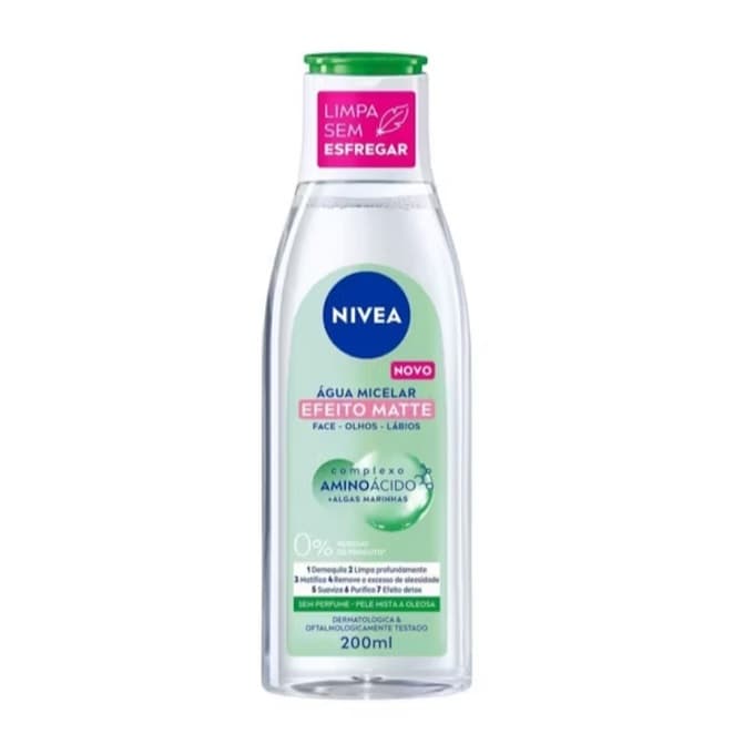 Água Micelar Nivea Efeito Matte Complexo Aminoácido e Algas Marinhas 7 em 1 200ml Sem Perfume