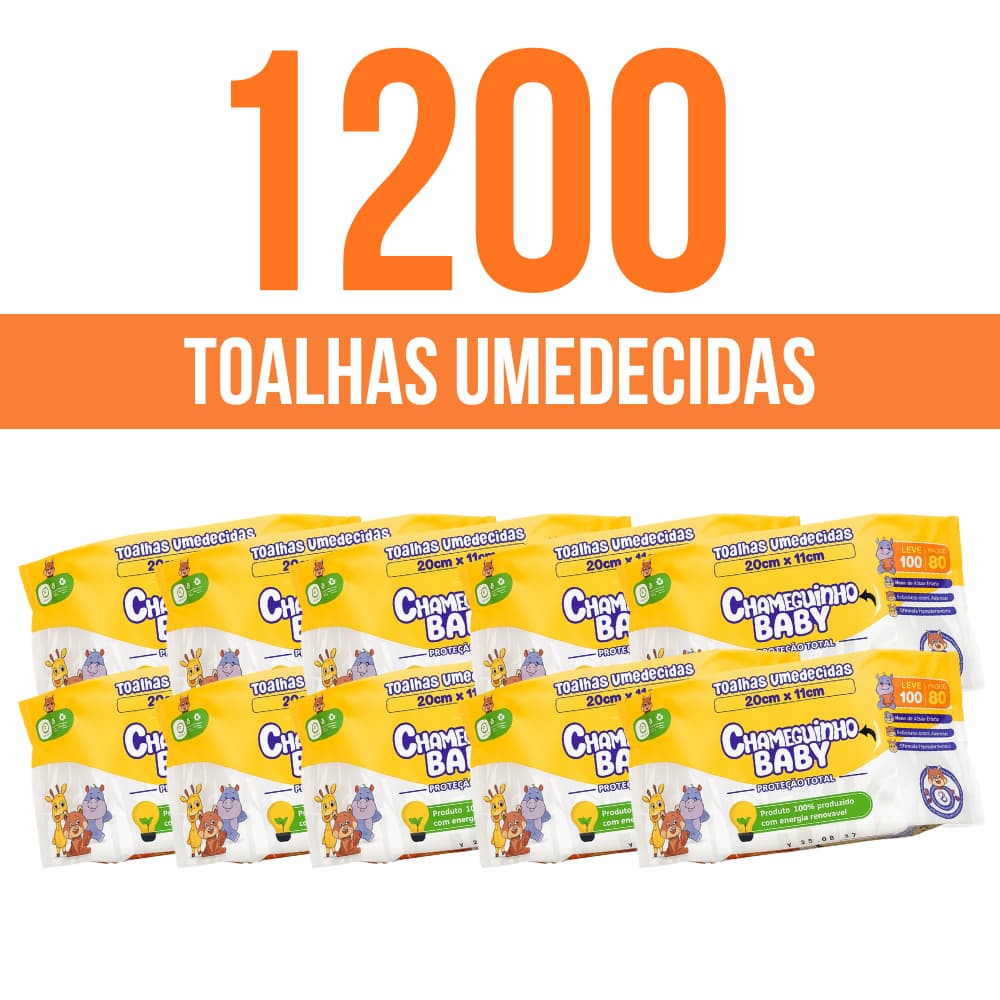 Caixa Pacotes Toalhas Umedecidas Chameguinho Baby Com 100 Folhas Cada