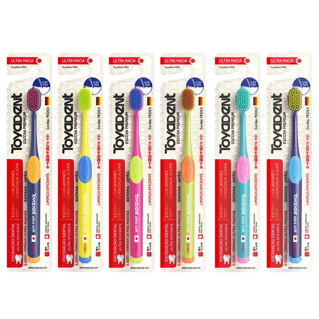 TOYADENT Escova Ultra Macia，5500+ cerdas/0.10mm/19cm ergonômica/cores