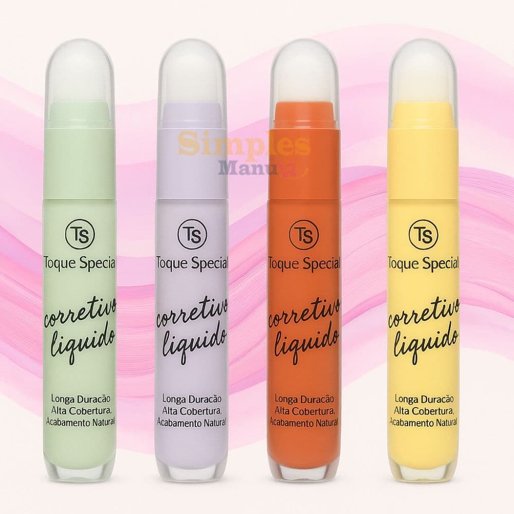 Corretivo Colorido Líquido Toque Special Alta Cobertura e Longa Duração Salmão Amarelo Verde Lilás