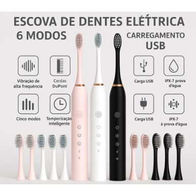 Escova de dentes elétrica recarregável  IPX7