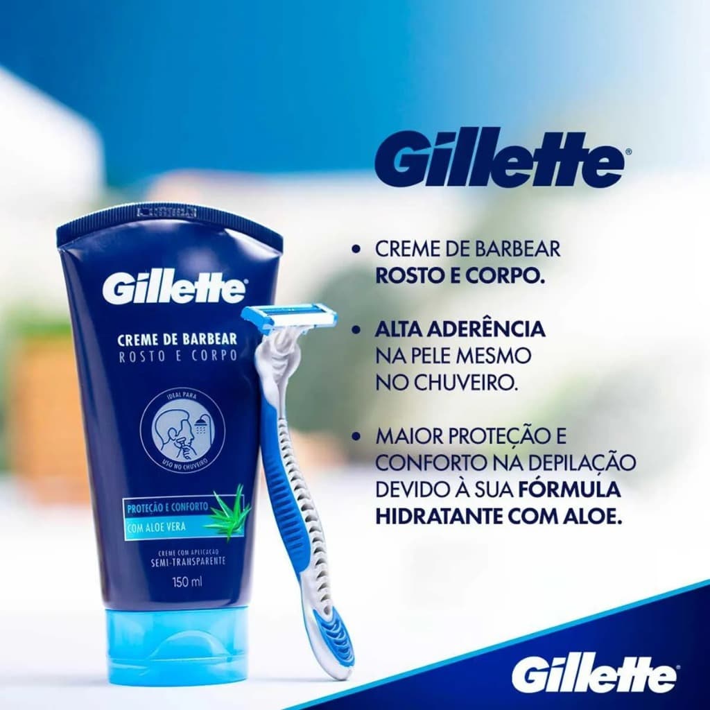 Creme De Barbear Rosto E Corpo Gillette Barbear 150gr
