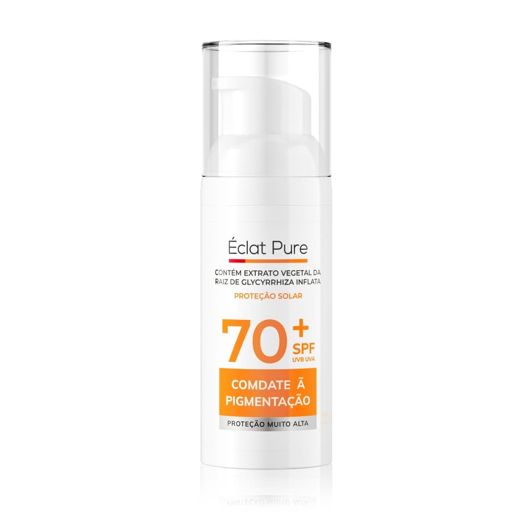 Éclat Pure protetor solar facial pele oleosa FPS70+ Oil Control 50ml Toque Seco e Antissinais Hidratante protetor solar