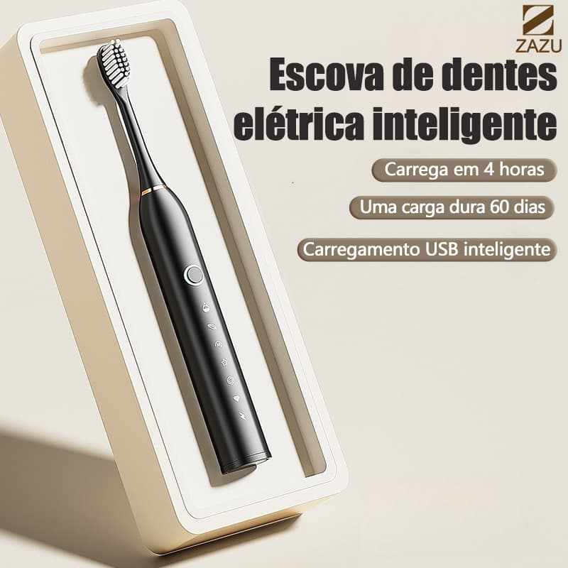 Escova de Dentes Elétrica Sonic Recarregável | Proteção à Água IPX7 | Limpeza Profunda e Cuidado com as Gengivas