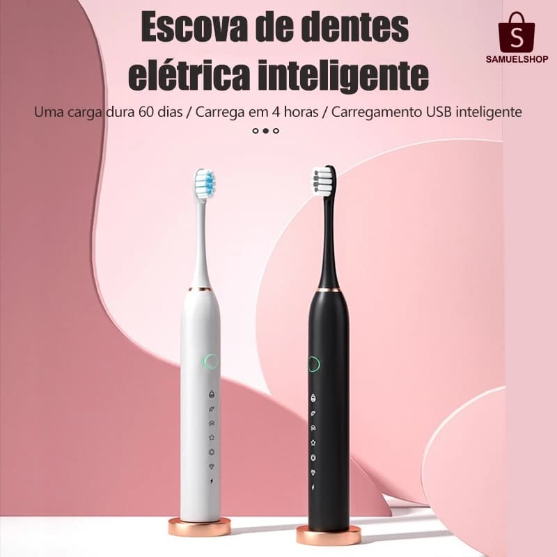 Escova de Dentes Elétrica Recarregável, Tecnologia Sonic, IPX7, Limpeza Profissional