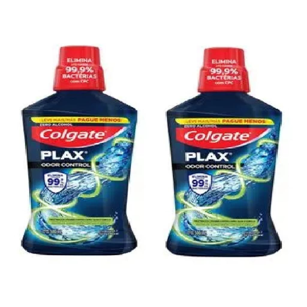 Enxaguante Bucal Sem Álcool Colgate Plax Odor Control 2 unidades 500ml cada .